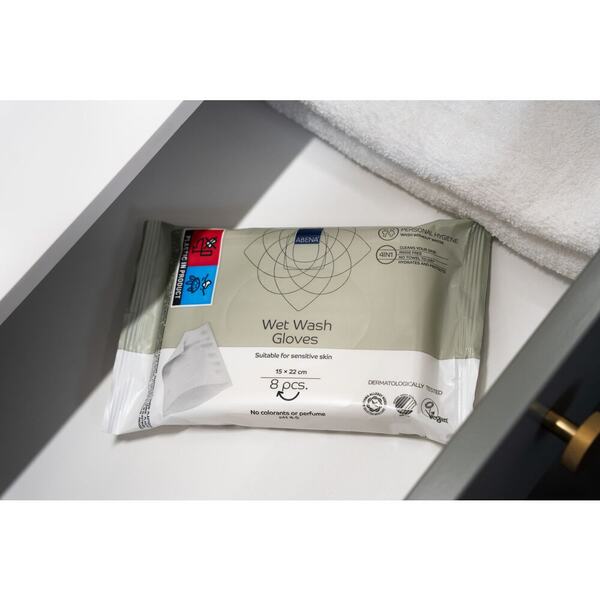 Abena Vlhčené mycí žínky neparfemované 15x22 cm 8 ks
