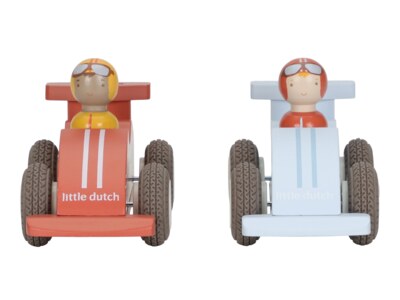 Little Dutch Závodní autíčka na setrvačník dřevěná 2 ks