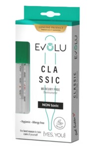 Teploměr lékařský Evolu Classic bezrtuťový se sklepávadlem 1 kus