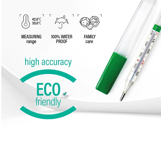 Teploměr lékařský Evolu Classic bezrtuťový se sklepávadlem 1 kus