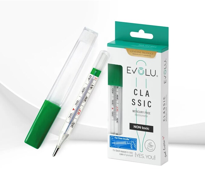 Teploměr lékařský Evolu Classic bezrtuťový se sklepávadlem 1 kus