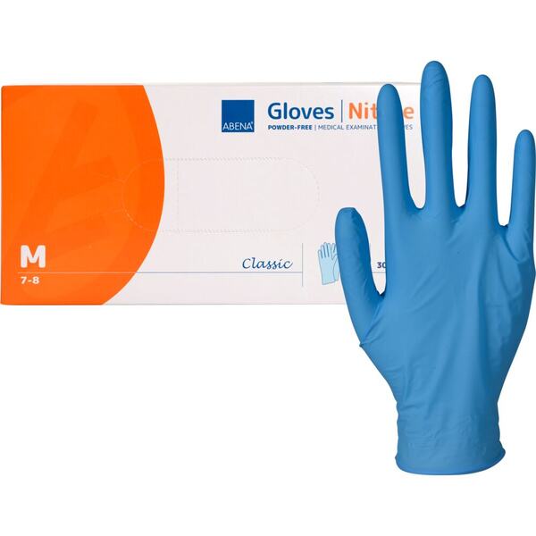 Abena Rukavice vyšetřovací Nitril Classic M nepudrované modré 30 ks