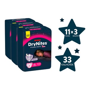 DryNites Natahovací kalhotky na noc pro dívky JUMBO box 13+ let / 48-60 kg /  3x11 ks