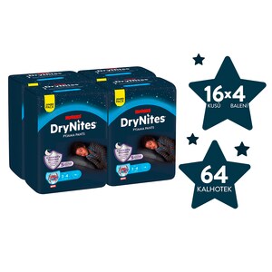 DryNites Natahovací kalhotky na noc pro chlapce JUMBO box 3-4 roky / 12-21 kg /  4x16 ks