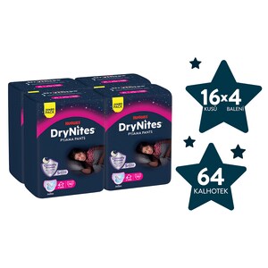 DryNites Natahovací kalhotky na noc pro dívky JUMBO box 4-7let / 17-30 kg/  4x16 ks