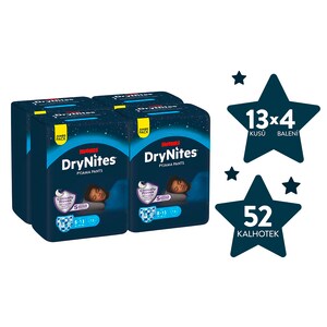 DryNites Natahovací kalhotky na noc pro chlapce JUMBO box 8-13 let / 30-48 kg / 4x13 ks