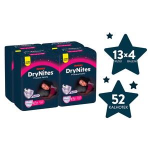 DryNites Natahovací kalhotky na noc pro dívky JUMBO box 8-13 let / 30-48 kg / 4x13 ks