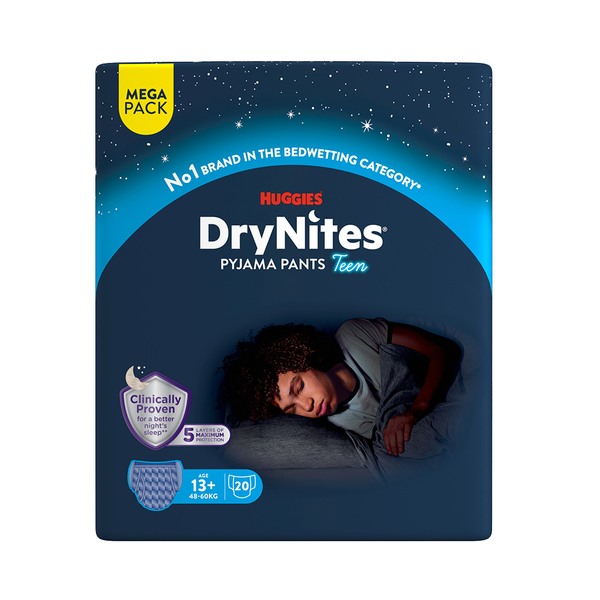 DryNites Natahovací kalhotky na noc pro chlapce MEGA pack 13+ let / 48-60 kg / 20 ks