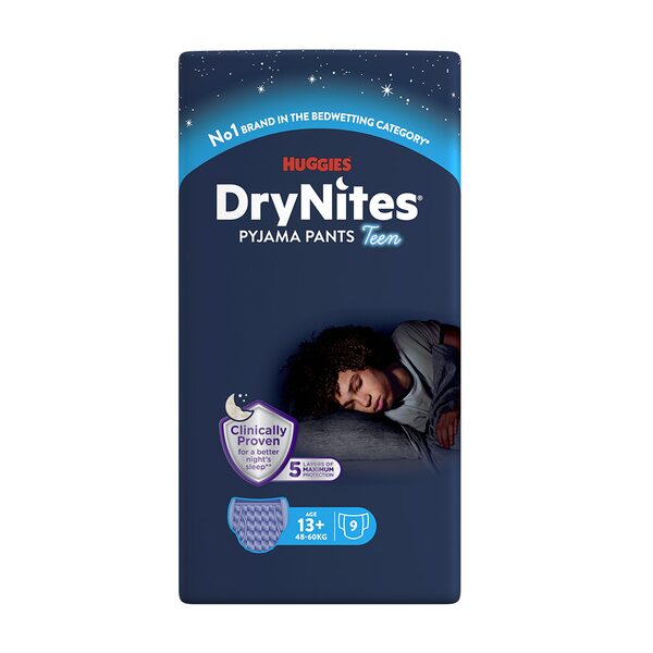 DryNites Natahovací kalhotky na noc pro chlapce 13+ let / 48-60 kg / 9 ks