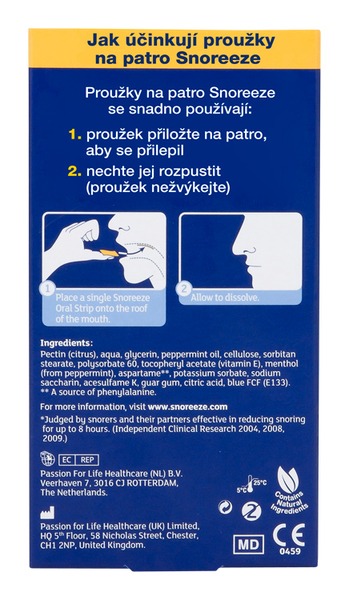 Snoreeze Proužky přilnavé na patro proti chrápání 14 ks
