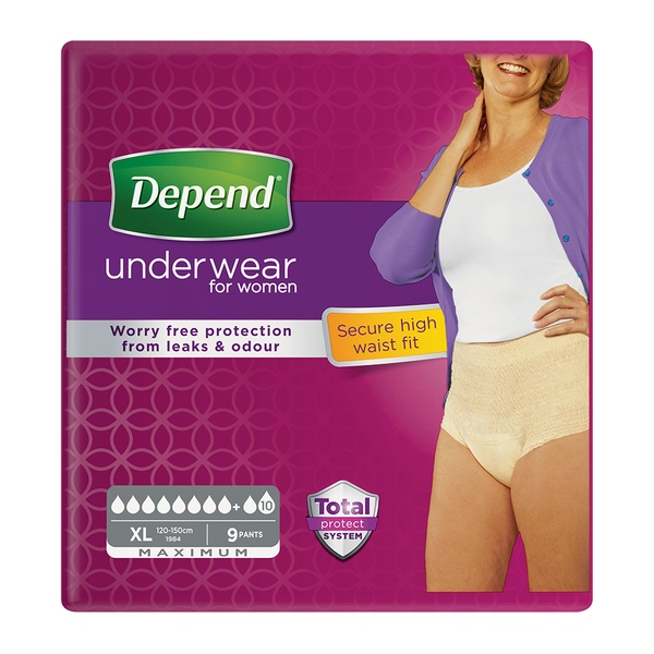 Depend Maximum Inkontinenční kalhotky vel. XL pro ženy 9 ks 