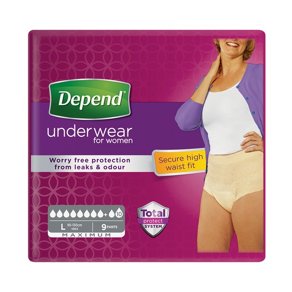 Depend Maximum Inkontinenční kalhotky vel.L ženy 9 ks