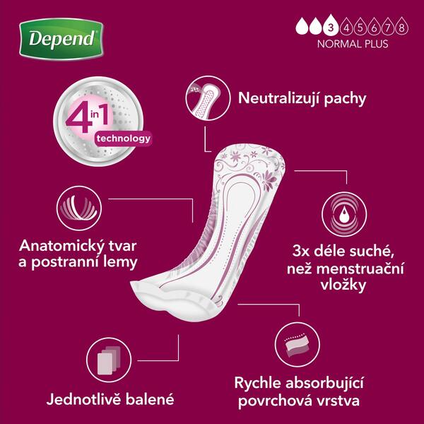 Depend Pads Normal Plus Inkontinenční vložky pro ženy 12 ks 