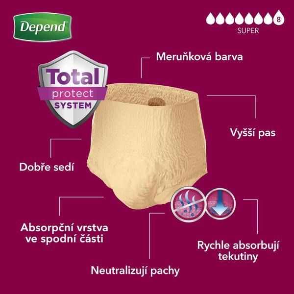 Depend Super Inkontineční kalhotky vel.L pro ženy 9 ks