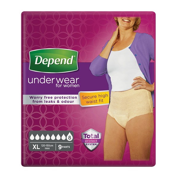 Depend Super Inkontinenční kalhotky vel.XL pro ženy 9 ks