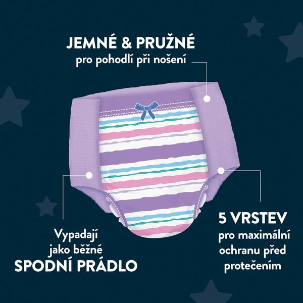 DryNites Natahovací kalhotky na noc pro dívky MEGA pack 8-13 let / 30-48 kg / 23 ks