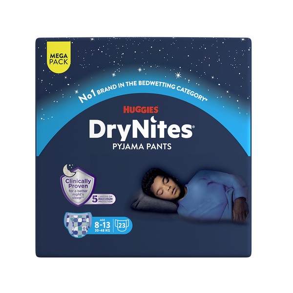 DryNites Natahovací kalhotky na noc pro chlapce MEGA pack 8-13 let / 30-48 kg / 23 ks