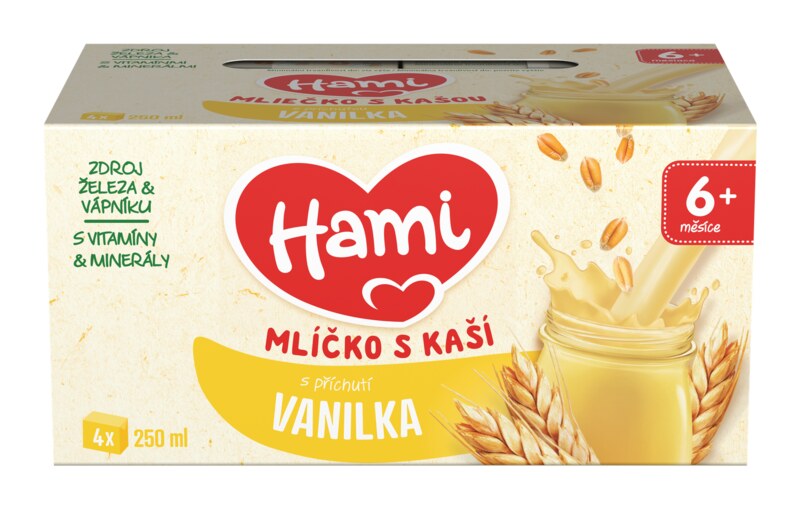 Hami Mlíčko s kaší s příchutí vanilky 6m+ 4x250 ml