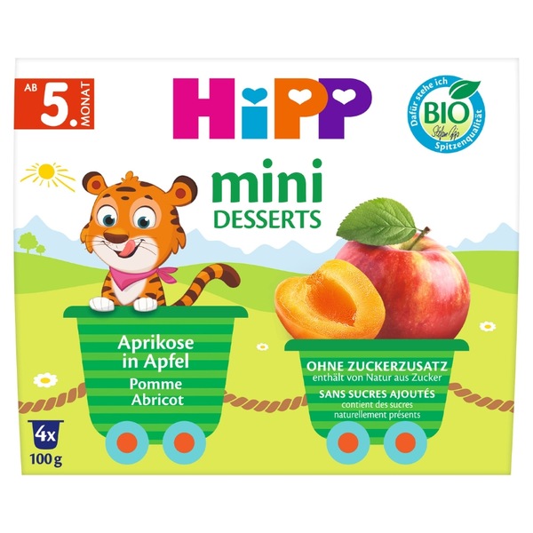 Hipp Mini dezert Jablka-meruňky BIO 5m+ 4x100 g
