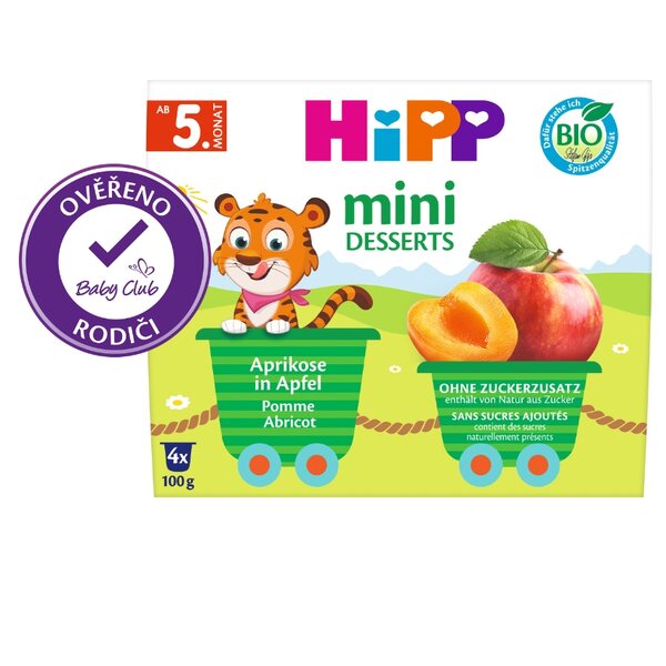 Hipp Mini dezert Jablka-meruňky BIO 5m+ 4x100 g