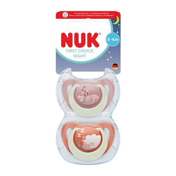 Nuk First Choice Night Dudlík 0-6m Mix barev 2 ks