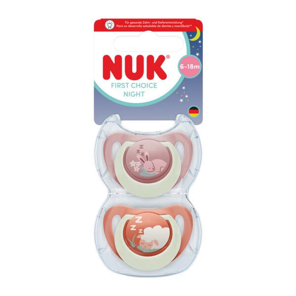 Nuk First Choice Night Dudlík 6-18M Mix barev 2 ks