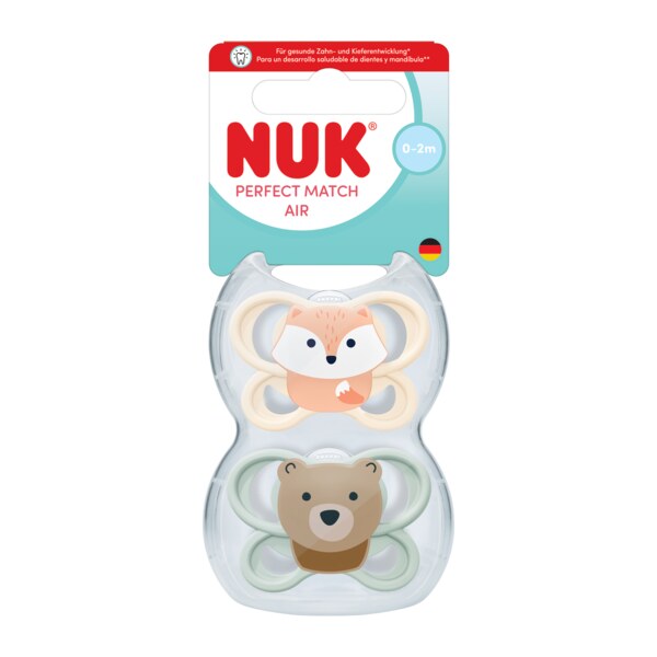 Nuk Perfect Match Air Dudlík Fox/Bear 0-2m 2 ks