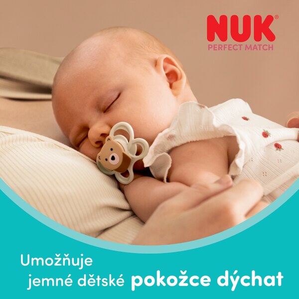 Nuk Perfect Match Air Dudlík Medvídek Pú 0-6m Mix barev 1 ks