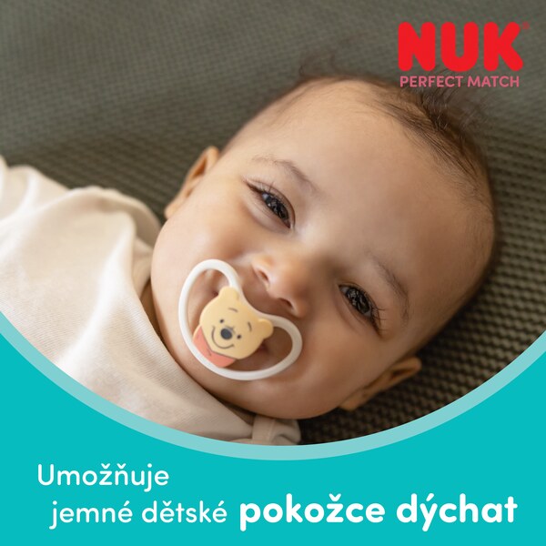 Nuk Perfect Match Air Dudlík Medvídek Pú 6-18m Mix barev 1 ks