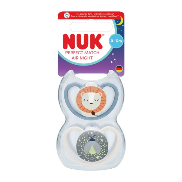 Nuk Perfect Match Air Night Dudlík 0-6m Mix barev 2 ks