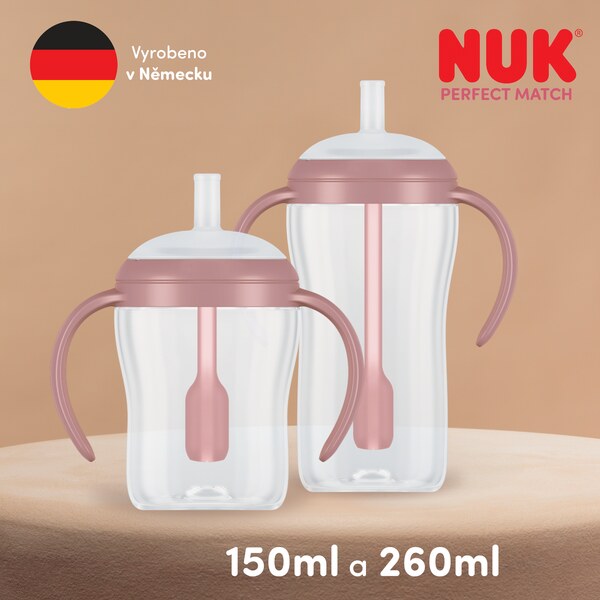 Nuk Perfect Match Láhev na učení s brčkem Bear 150 ml 8m+ 1 ks