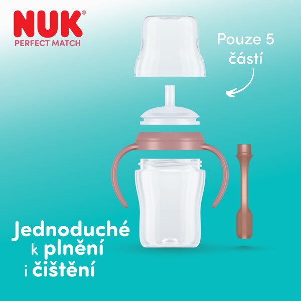 Nuk Perfect Match Láhev na učení s brčkem Bear 150 ml 8m+ 1 ks