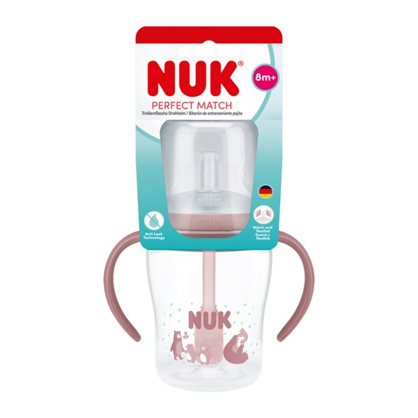 Nuk Perfect Match Láhev na učení s brčkem Bear 150 ml 8m+ 1 ks