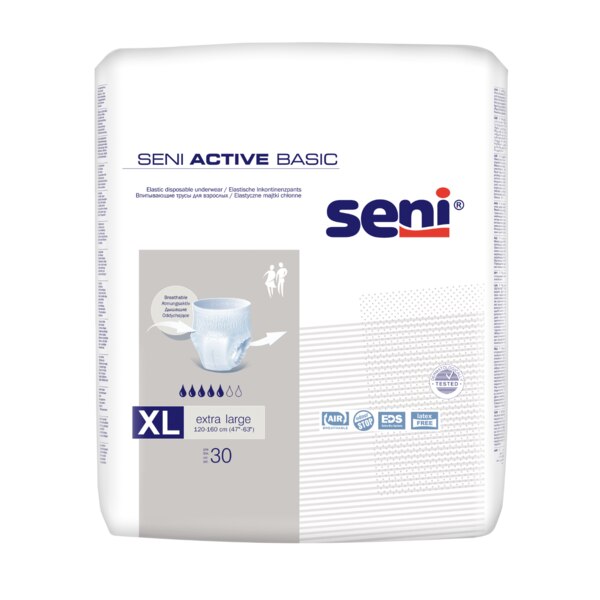 Seni Active Basic Inkontinenční plenkové kalhotky XL 30 ks Seni Active Basic Inkontinenční plenkové kalhotky XL 30 ks