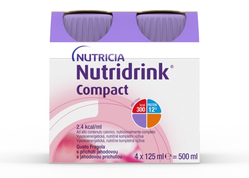 Nutridrink Compact nápoj s jahodovou příchutí 4x125 ml