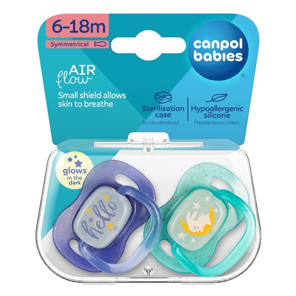 Canpol Babies Dudlík silikonový Nightglow 6-18m+ kluk 2 ks