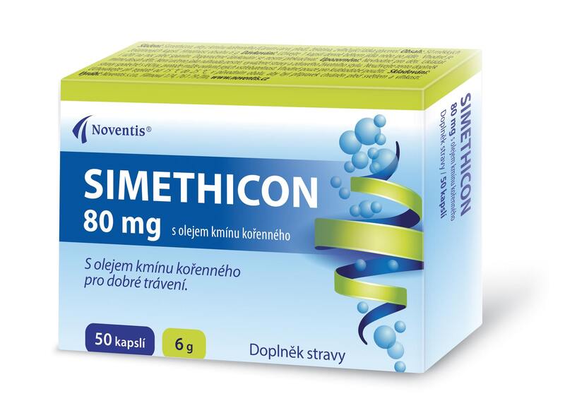 Noventis Simethicon 80 mg s olejem kmínu kořenného 50 kapslí Noventis Simethicon 80 mg s olejem kmínu kořenného 50 kapslí