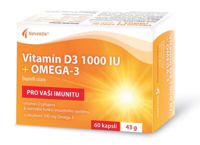 Noventis Vitamin D3 1000 IU + Omega-3 60 kapslí