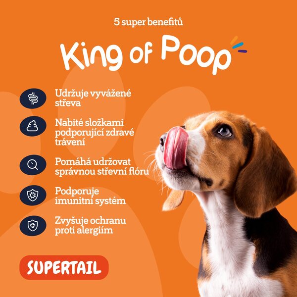 Supertail King of Poop probiotika pro psy 60 ks