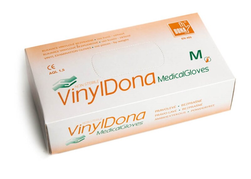 Dona Rukavice vyšetřovací jednorázové Vinyl prašné vel.L 100 ks