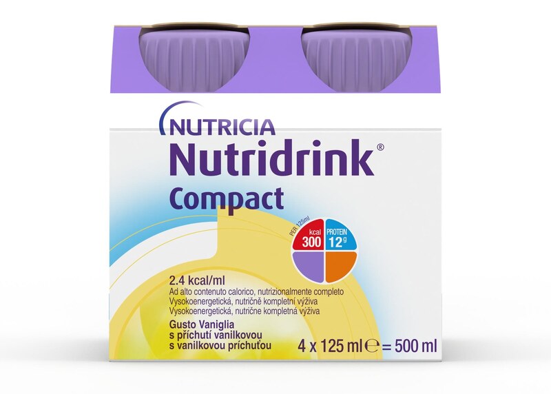Nutridrink Compact nápoj s vanilkovou příchutí 4x125 ml