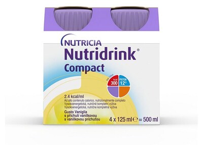 Nutridrink Compact nápoj s vanilkovou příchutí 4x125 ml