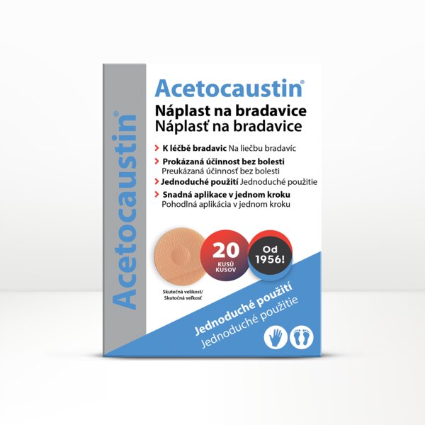 Acetocaustin náplast na bradavice 20 ks