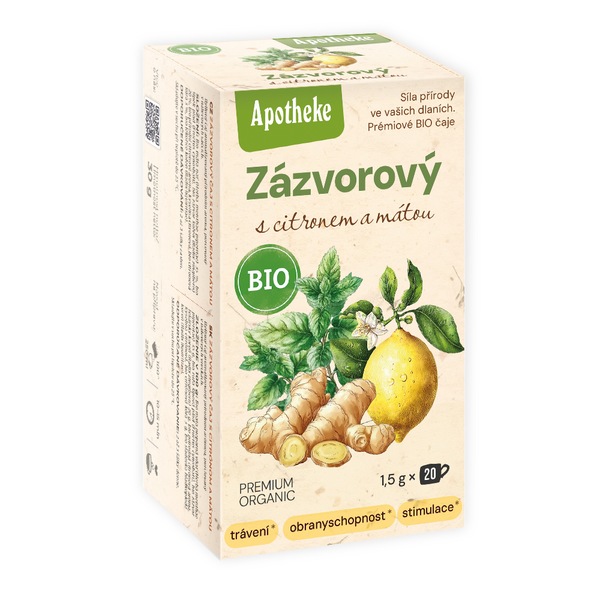 Apotheke BIO Zázvorový čaj s citrónem a mátou 20x1,5 g Apotheke BIO Zázvorový čaj s citrónem a mátou 20x1,5 g