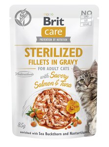 Brit Care Cat Sterilized Fillets in Gravy Savory Salmon&Tuna 85 g