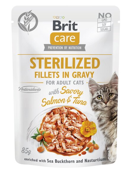 Brit Care Cat Sterilized Fillets in Gravy Savory Salmon&Tuna 85 g