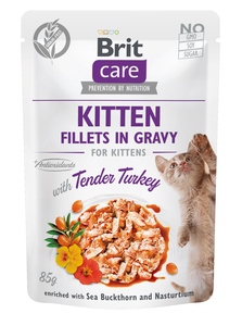 Brit Care Kitten Fillets in Gravy with Tender Turkey 85 g Brit Care Kitten Fillets in Gravy with Tender Turkey 85 g