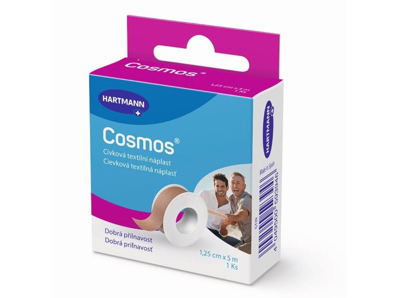 Cosmos Cívková textilní náplast 1,25 cm x 5 m 1 ks Cosmos Cívková textilní náplast 1,25 cm x 5 m 1 ks