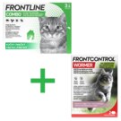 Frontline Combo spot-on pro kočky a fretky 0,5 ml 3 pipety + Frontcontrol Wormer 230/20mg (4 kg) pro kočky 2 tablety