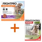 Frontpro žvýkací tablety pro psy (25-50 kg) 136 mg 3 tablety + Frontcontrol Wormer pro psy XL 35 kg 2 tablety